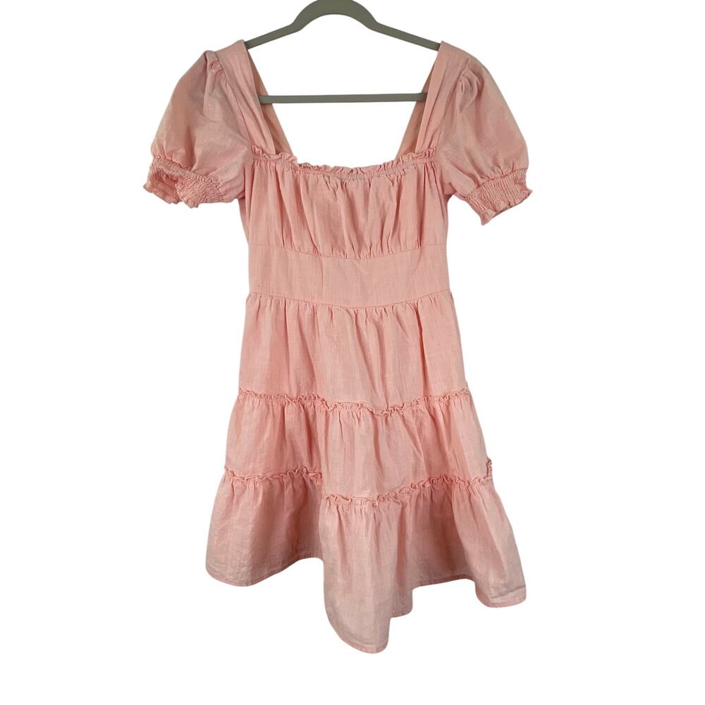 Altar'd State Light Pink Milk Maid Peasant Dress Tiered Skirt Women's Sz Medium